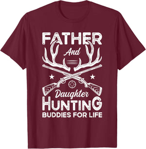 Father and Daughter Hunting Partners for Life Deer Hunting T-Shirt - T-Shirt | Maroon