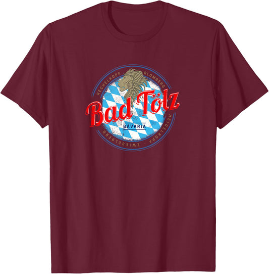 Bad Tolz Bavaria Germany Retro Lion Vintage Souvenir T-Shirt - T-Shirt | Maroon