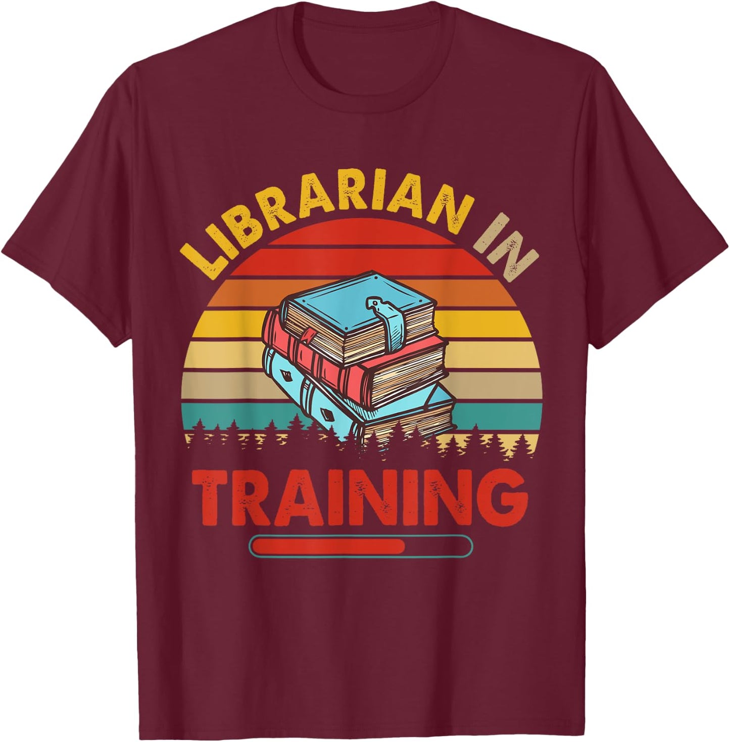 Vintage Retro Librarian In Training Costume Proud Future Job T-Shirt - T-Shirt | Maroon