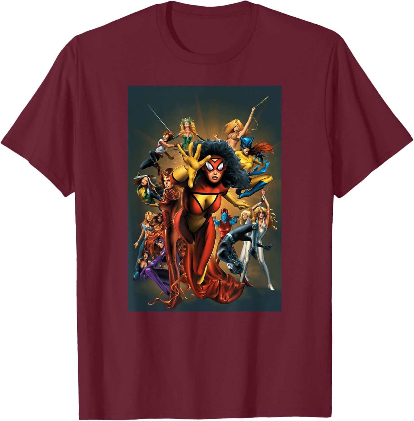 Marvel Women Spider-Woman Scarlet Witch Rogue Dazzler Araña T-Shirt - T-Shirt | Maroon