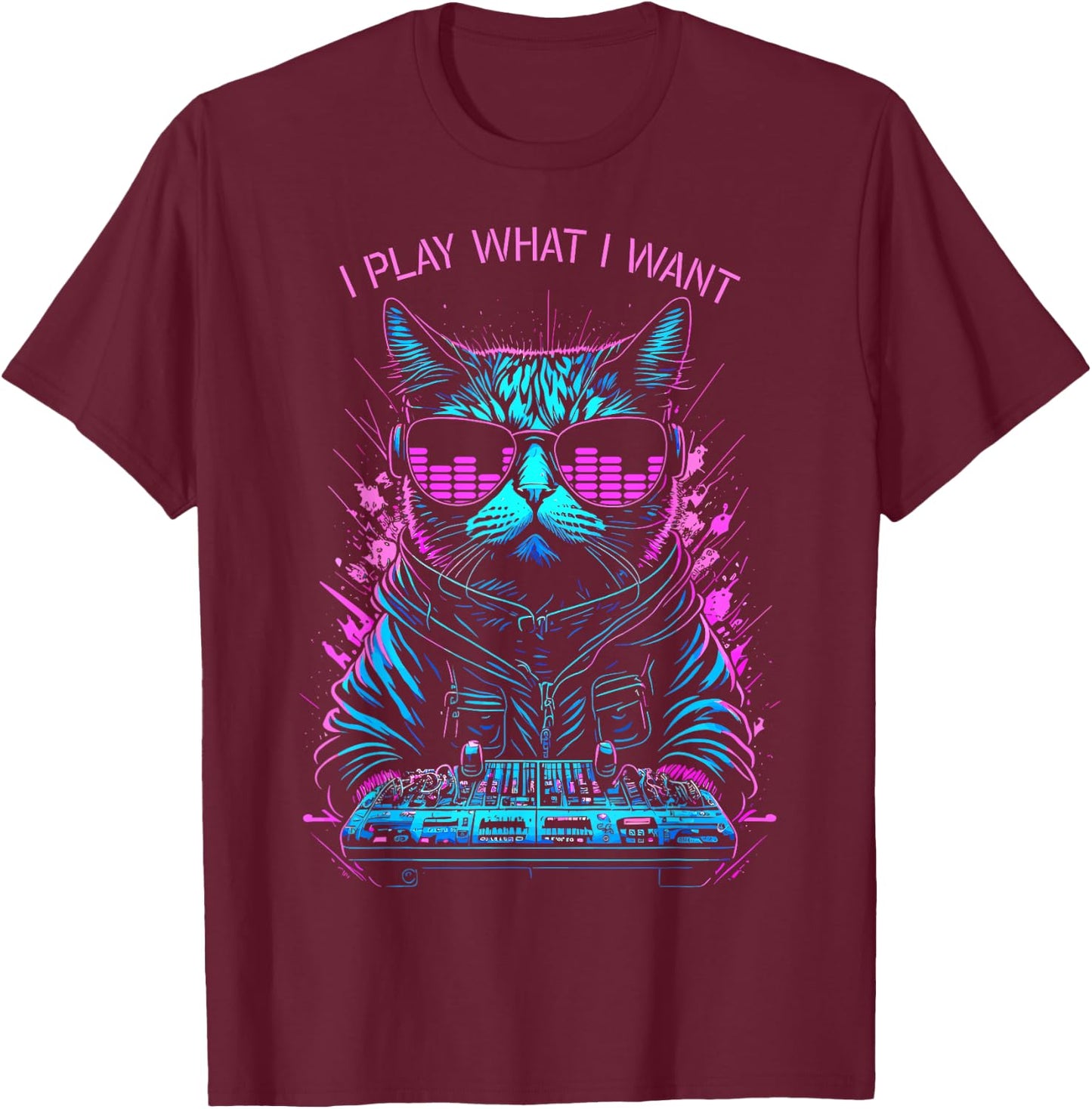 House Cat DJ I Play What I Want Rave EDM Music Equalizer Women T-Shirt - T-Shirt | Maroon