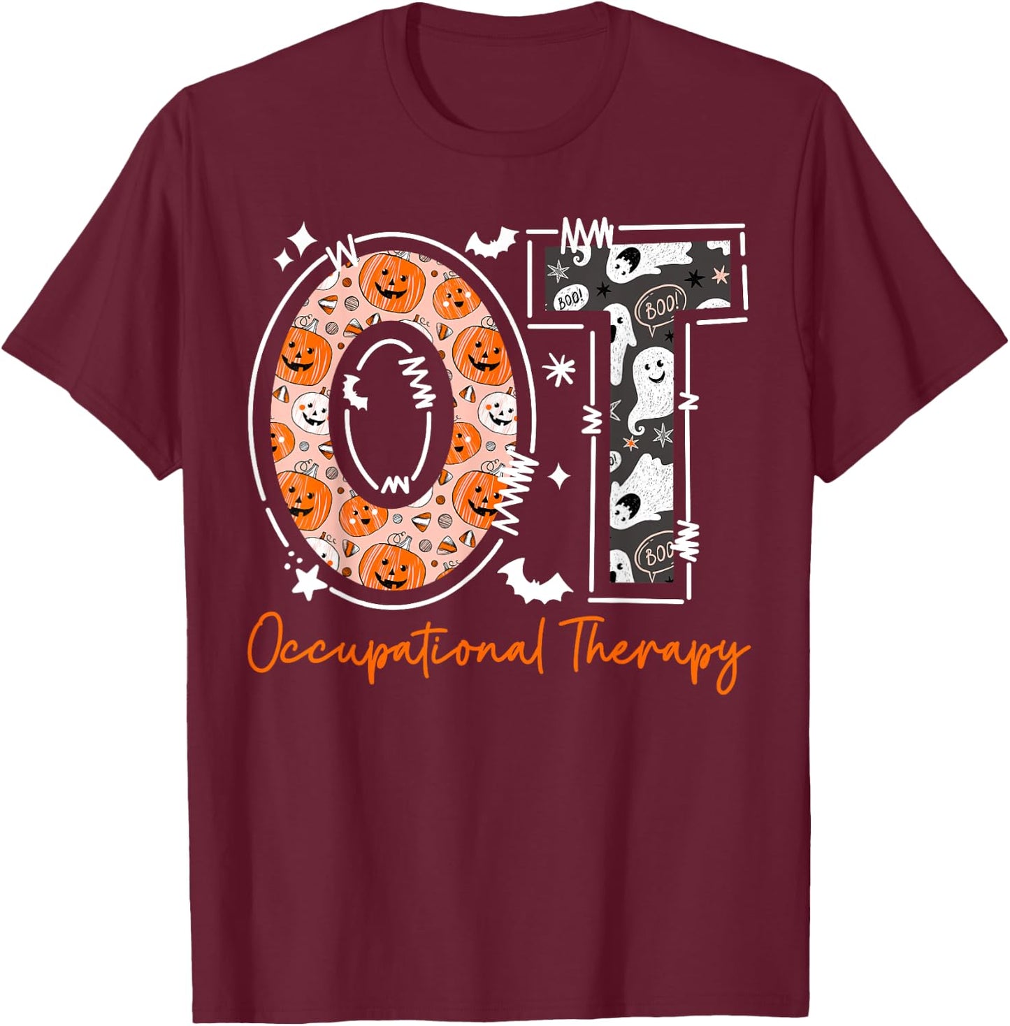 Spooky Occupational Therapy Therapist Halloween Funny OTA OT T-Shirt - T-Shirt | Maroon