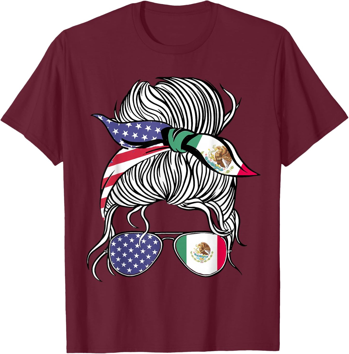 Mexican American Patriot Grown Proud Women Girl Flag Small T-Shirt - T-Shirt | Maroon