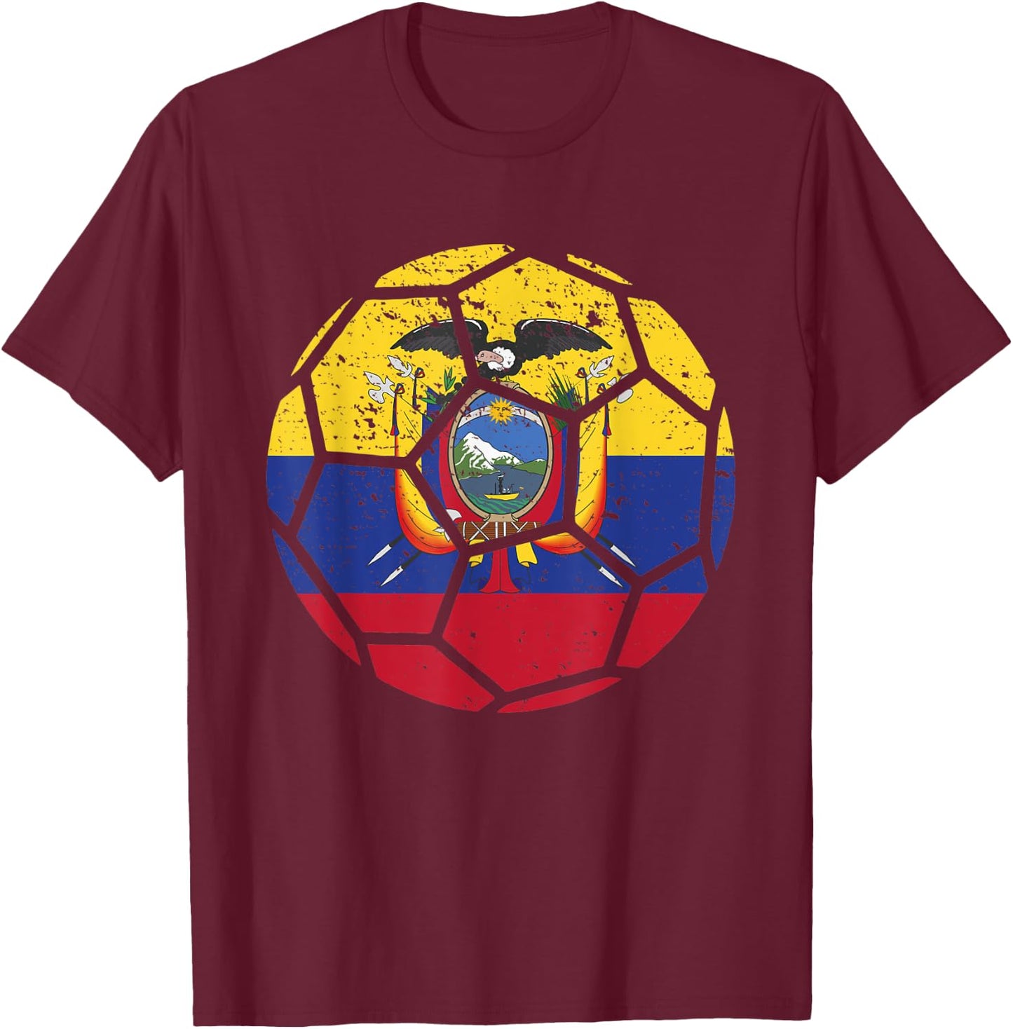 Ecuador Fans Ecuador Flag World Soccer Jersey Football T-Shirt - T-Shirt | Maroon