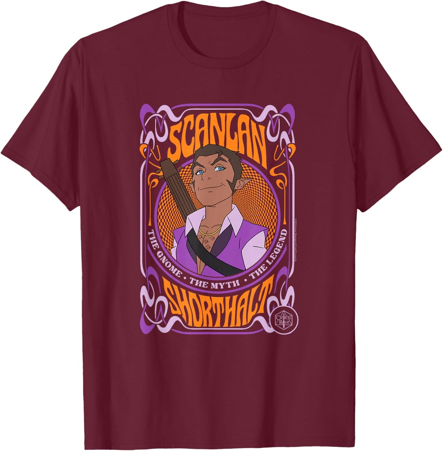 The Legend of Vox Machina Scanlan Psychedelic Frame T-Shirt - T-Shirt | Maroon