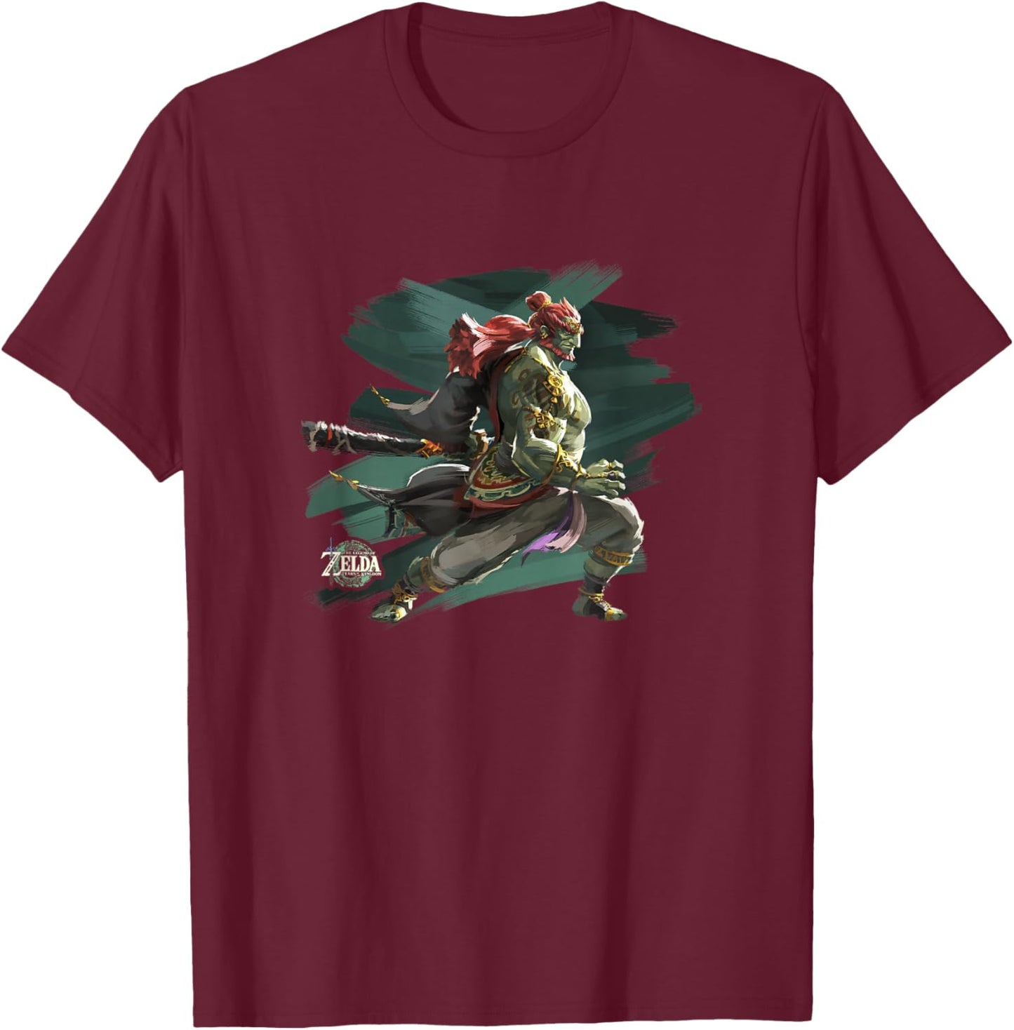 The Legend of Zelda Tears of The Kingdom Ganondorf Brush Art T-Shirt - T-Shirt | Maroon