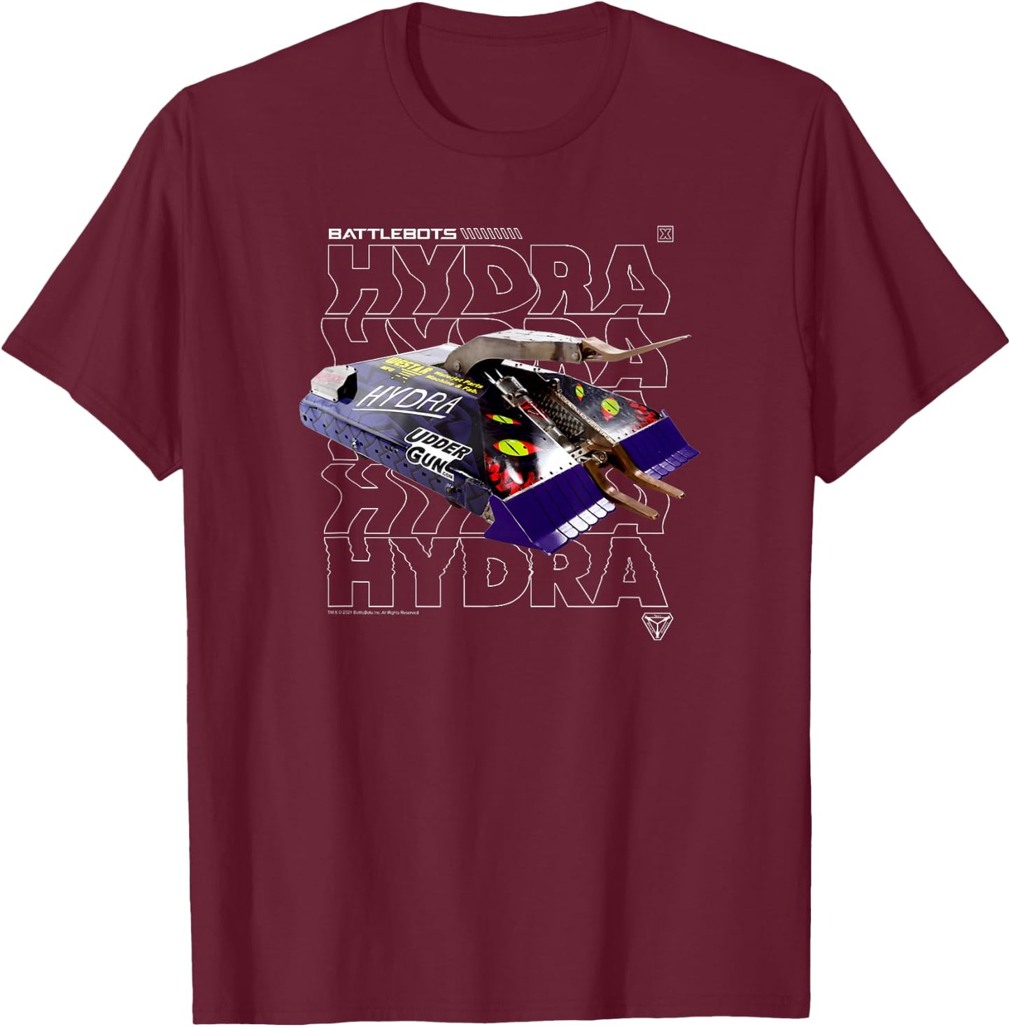 BattleBots Hydra BattleBot Logo Stack T-Shirt - T-Shirt | Maroon
