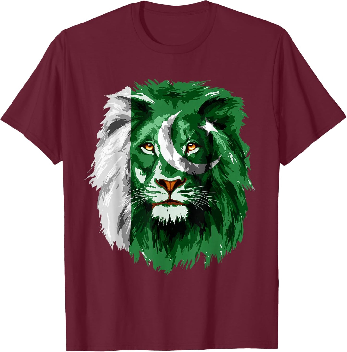 Pakistan Flag Lion Face Pakistani Pride Vintage T-Shirt - T-Shirt | Maroon