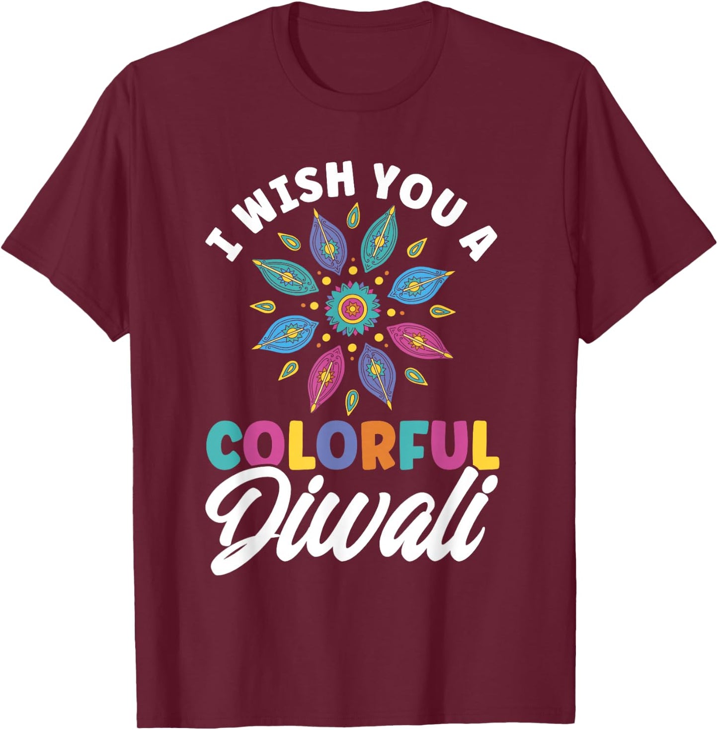 Shubh Deepalawi Colorful Diwali Diwali T-Shirt - T-Shirt | Maroon