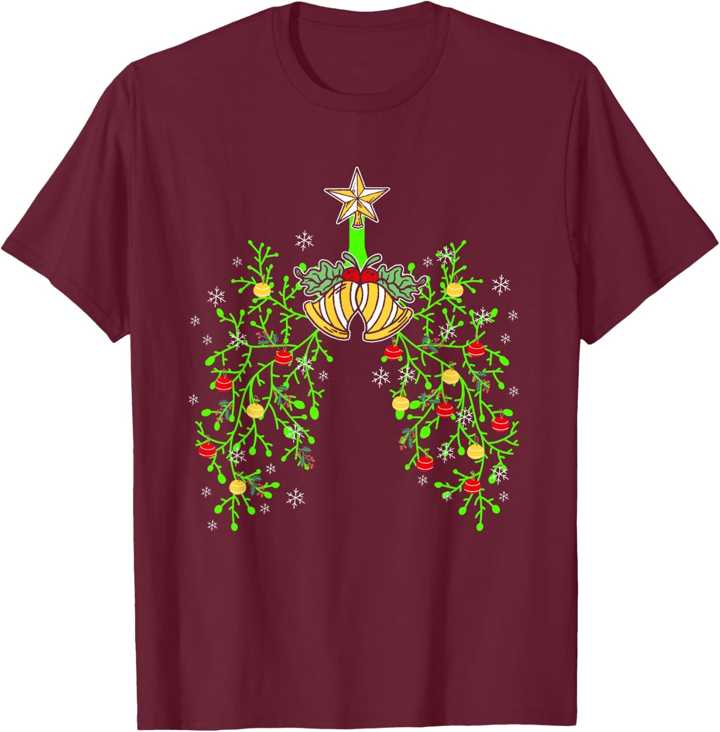 Respiratory Therapist RT Respiratory Therapy Lung Christmas T-Shirt - T-Shirt | Maroon