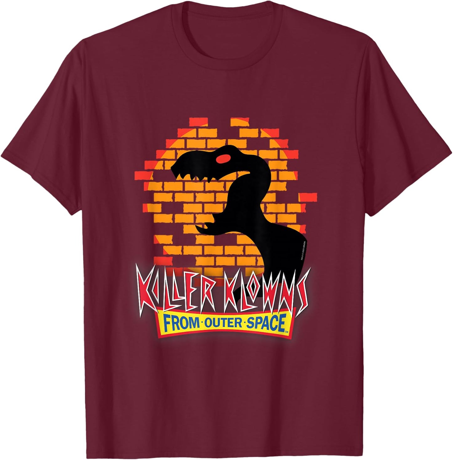 Killer Klowns from Outer Space T-Rex Dinosaur Shadow Puppet T-Shirt - T-Shirt | Maroon