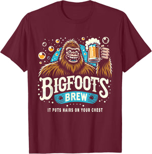 Funny Beer Brand Parody - Bigfoot Brew T-Shirt - T-Shirt | Maroon