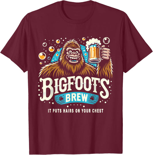 Funny Beer Brand Parody - Bigfoot Brew T-Shirt - T-Shirt | Maroon