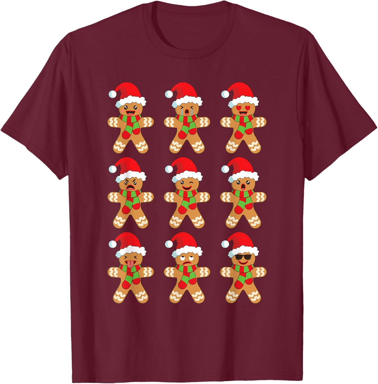 Gingerbread Shirt Funny Cute Christmas Gingerbread Man T-Shirt - T-Shirt | Maroon