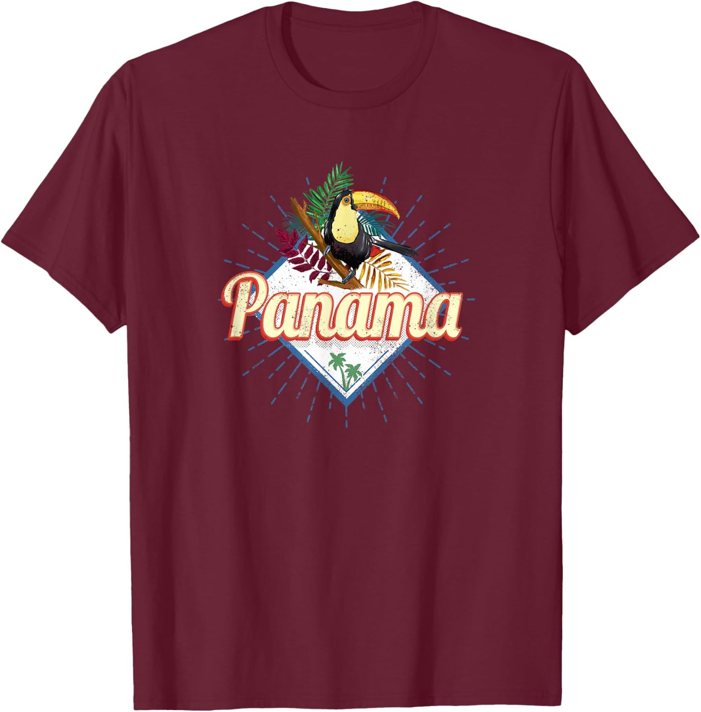 Panama City Toucan Retro Palm Trees Vintage Souvenir T-Shirt - T-Shirt | Maroon
