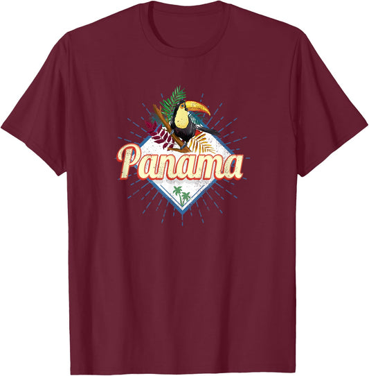 Panama City Toucan Retro Palm Trees Vintage Souvenir T-Shirt - T-Shirt | Maroon