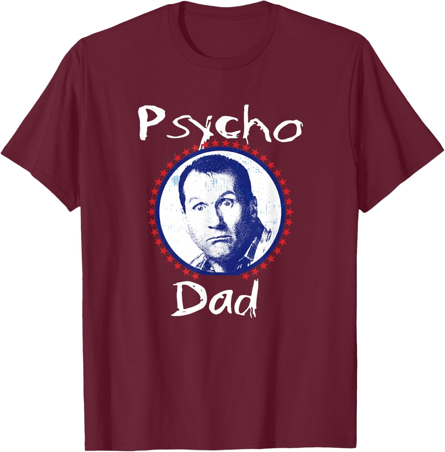 LFH Psycho Dad Funny - Men's Black Small Classic Mao Collar Letter Print T-Shirt - T-Shirt | Maroon