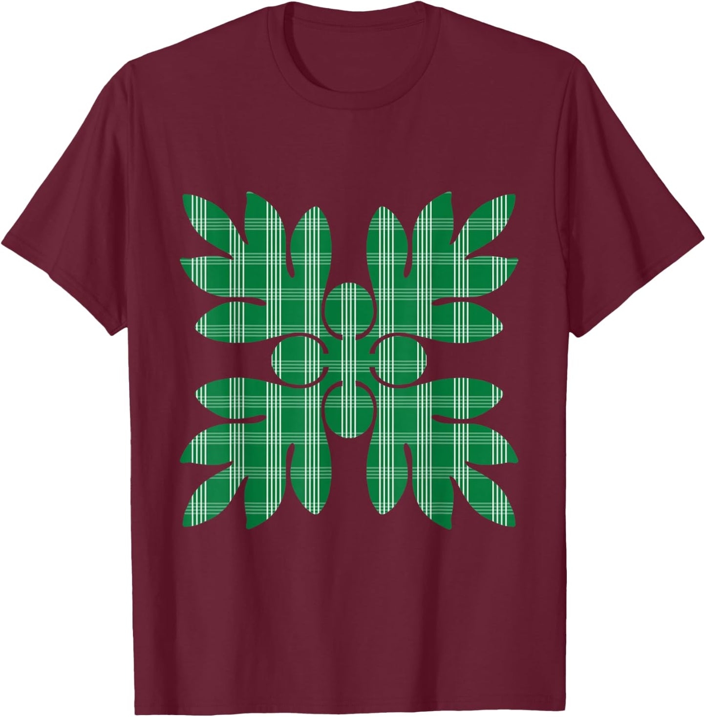 Green Palaka 'Ulu T-Shirt - T-Shirt | Maroon