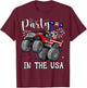Party In USA Boy Toddler Monster Truck American Flag Patriot T-Shirt - T-Shirt | Maroon