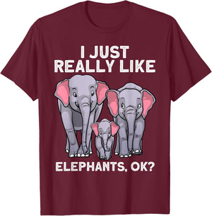 Cute Elephant Women Kids Land Animal Elephant Lover T-Shirt - T-Shirt | Maroon