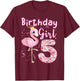 5th Birthday Girls Flamingo 5 Years Old Tropical Flamingo T-Shirt - T-Shirt | Maroon