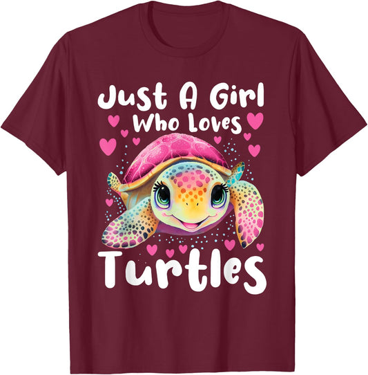 Just A Girl Who Loves Turtles - Sea Animal Reptile Lover T-Shirt - T-Shirt | Maroon