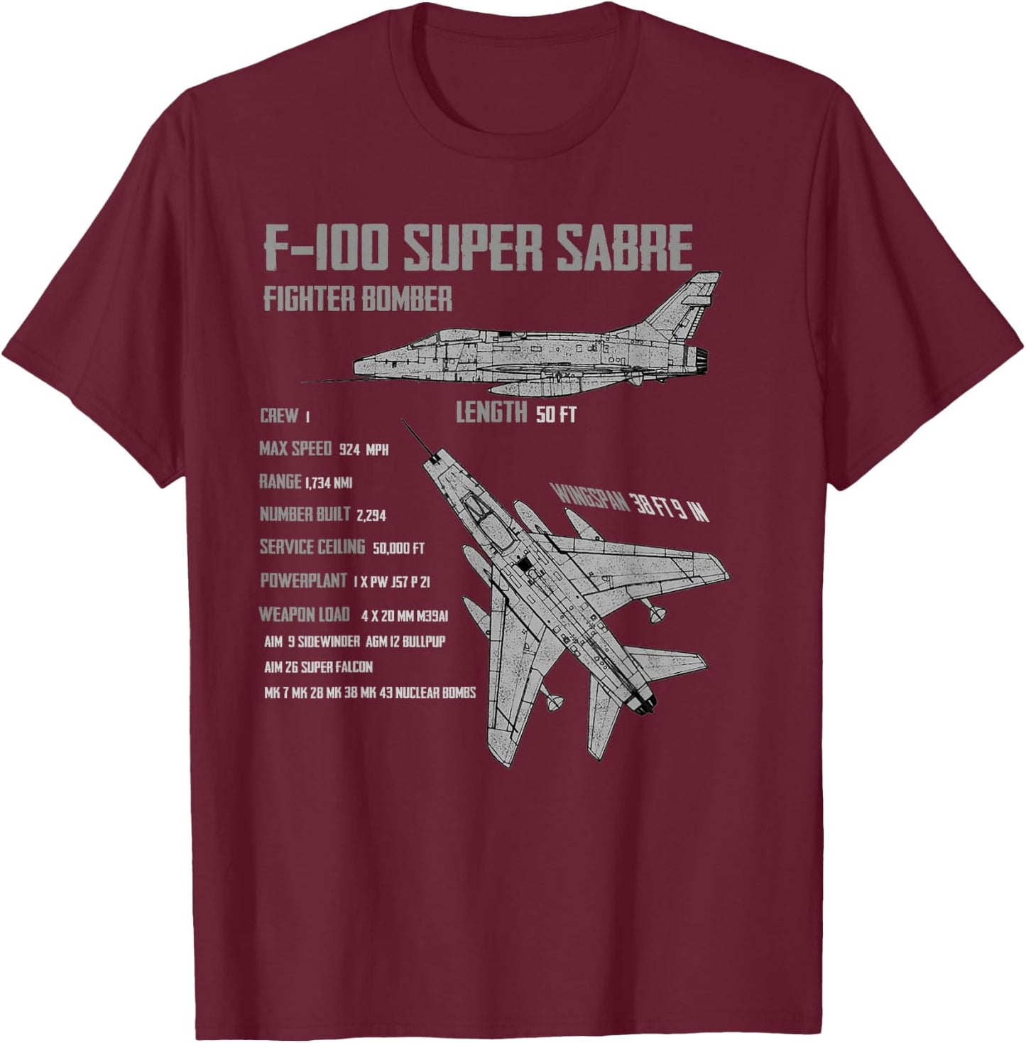 F-100 Super Sabre T-Shirt - T-Shirt | Maroon