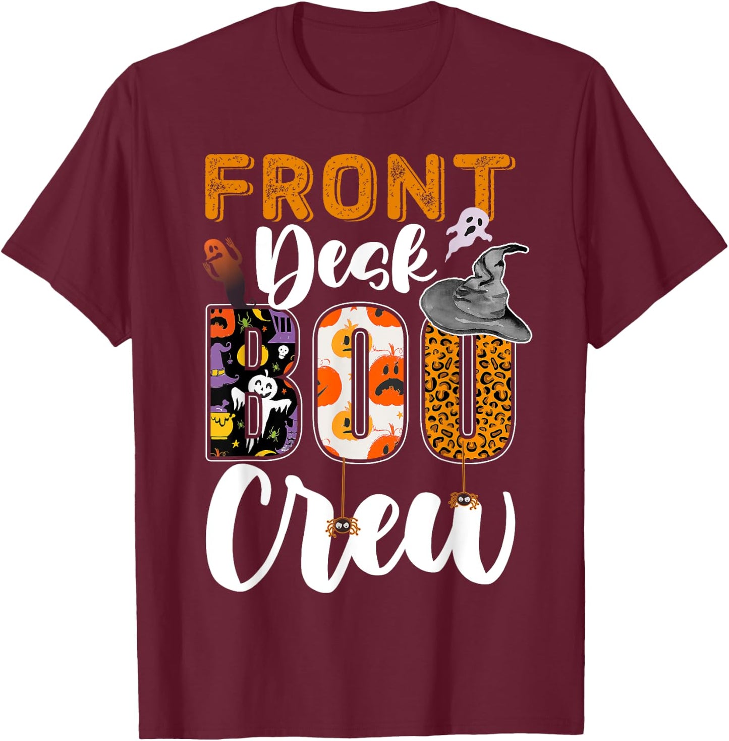 Front Desk Boo Crew Halloween Matching Lobby T-Shirt - T-Shirt | Maroon