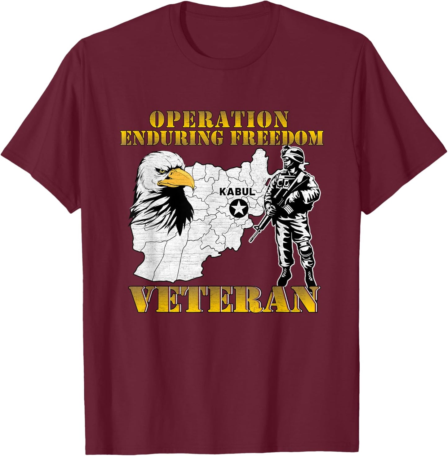 Operation Enduring Freedom OEF Combat Veteran Vintage T-Shirt - T-Shirt | Maroon