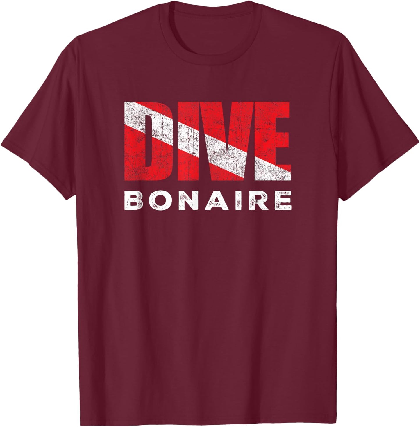 Retro Dive Bonaire Scuba Diver Vintage Dive Flag Diving T-Shirt - T-Shirt | Maroon