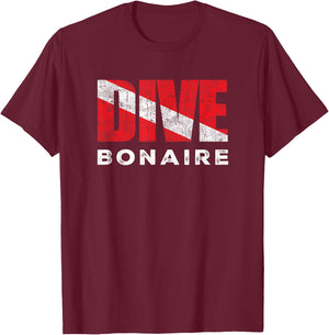 Retro Dive Bonaire Scuba Diver Vintage Dive Flag Diving T-Shirt - T-Shirt | Maroon