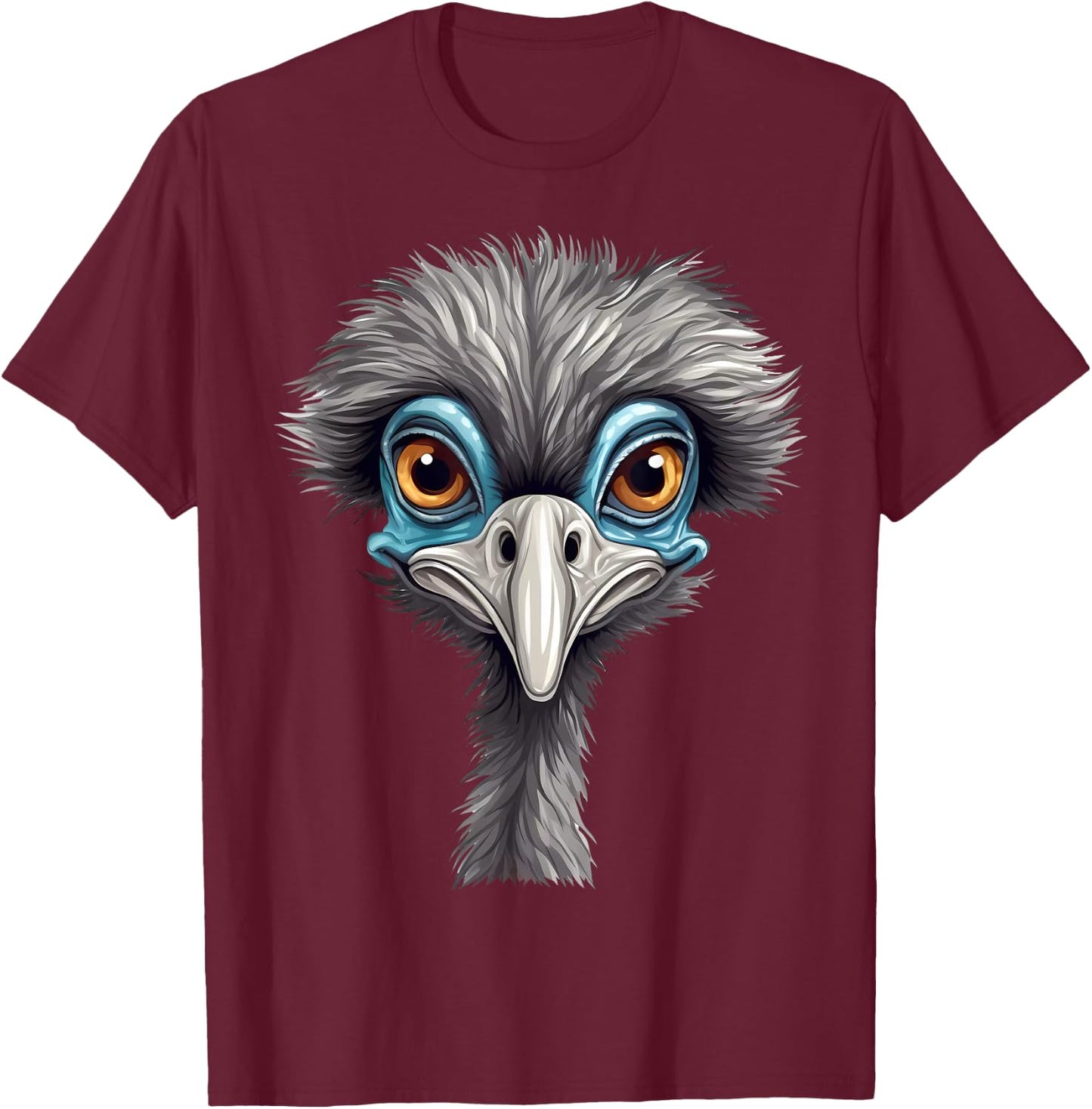 Funny Emu Lover Animal Face Ostrich T-Shirt - T-Shirt | Maroon
