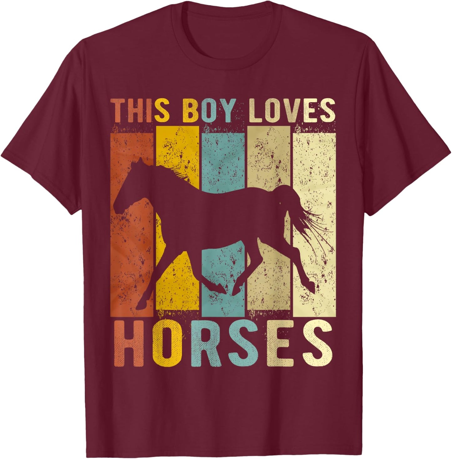 This Boy Loves Horses Boys Horse T-Shirt - T-Shirt | Maroon