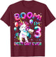 3 Years Old Flossing Unicorn Gifts 3rd Birthday Girl Party T-Shirt - T-Shirt | Maroon