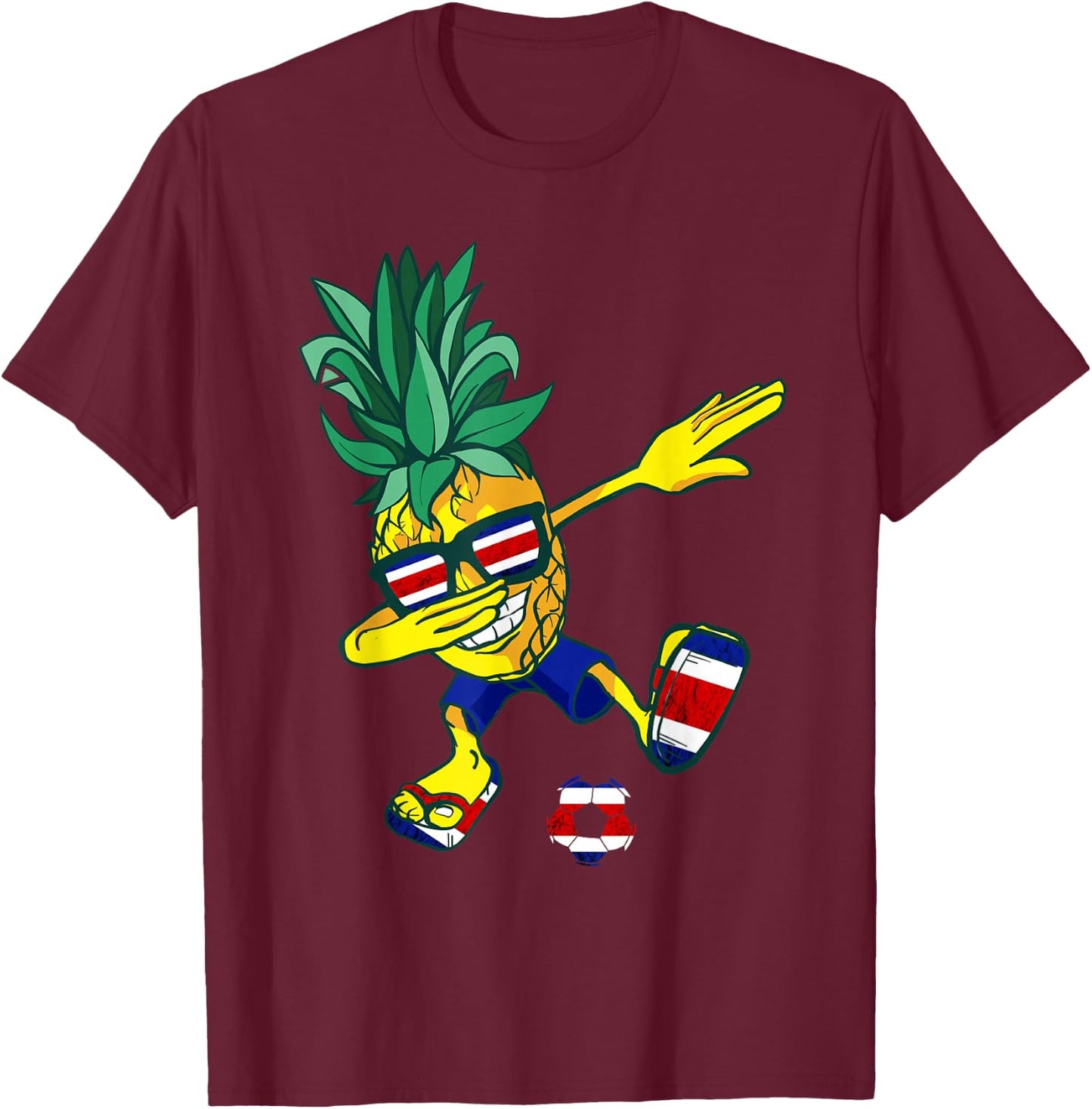 Costa Rican Roots Pineapple Costa Rica Soccer Team T-Shirt - T-Shirt | Maroon