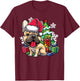 French Bulldog Christmas Santa Hat Xmas Dog Lover Gift Women Kids T-Shirt - T-Shirt | Maroon