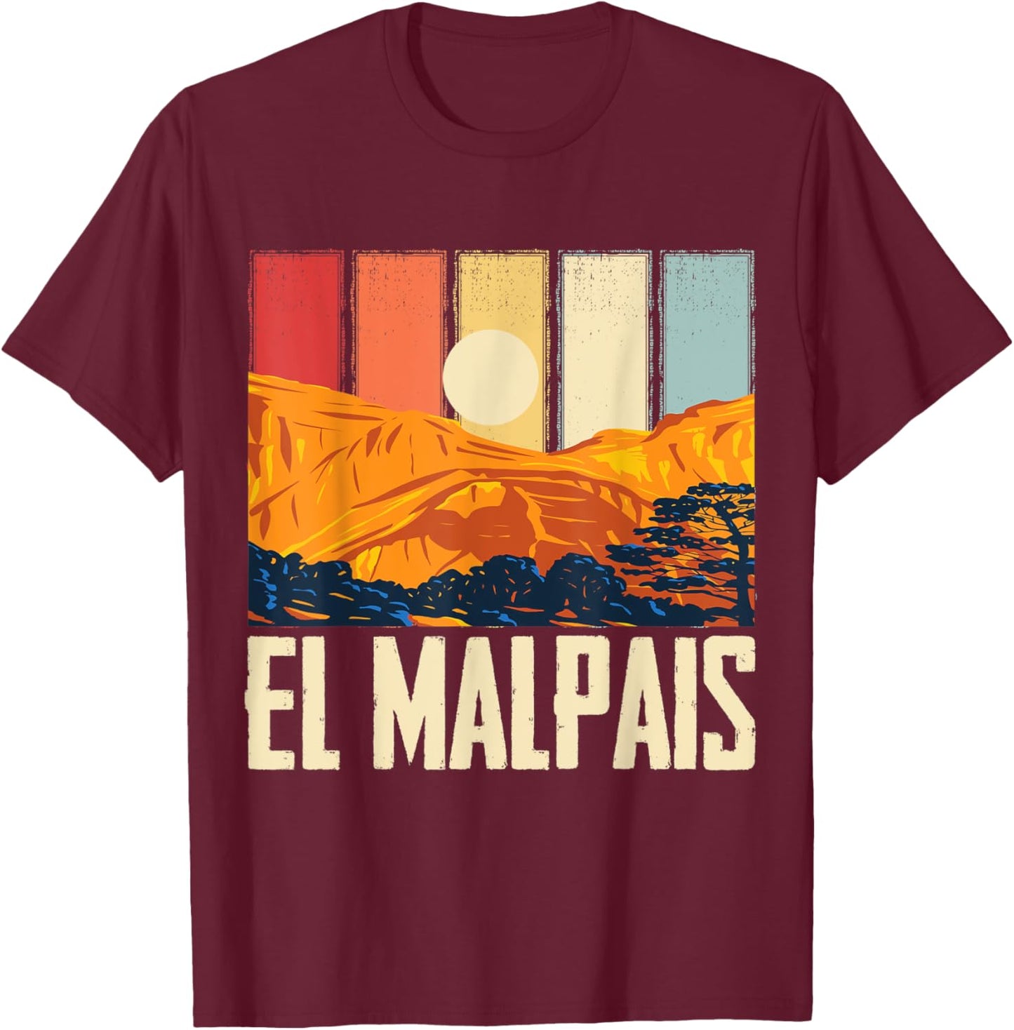 El Malpais Souvenir National Monument Mountain Ranges T-Shirt - T-Shirt | Maroon