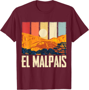 El Malpais Souvenir National Monument Mountain Ranges T-Shirt - T-Shirt | Maroon