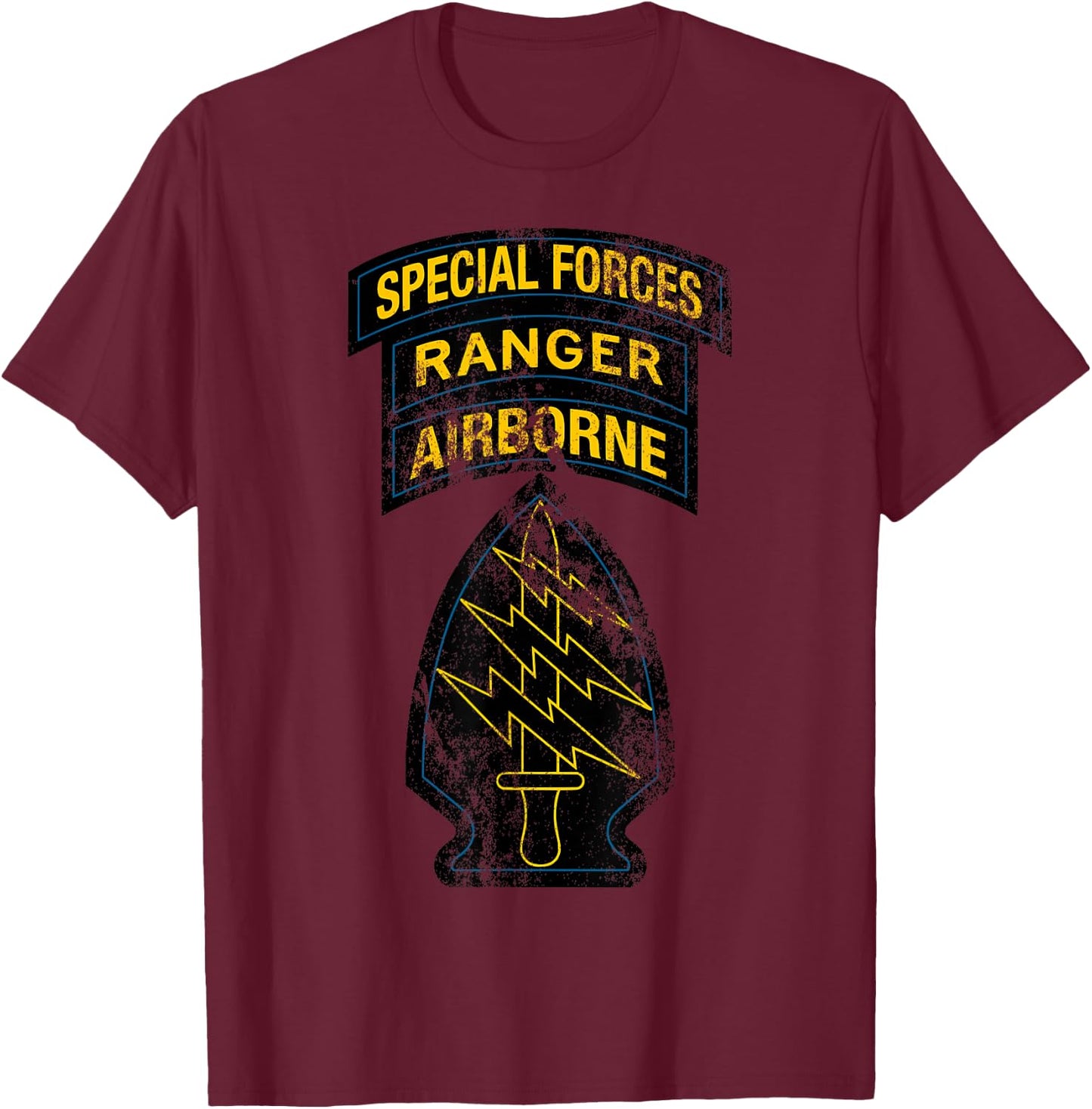 US Army Special Forces - SF Ranger Tab - Retro Vintage T-Shirt - T-Shirt | Maroon
