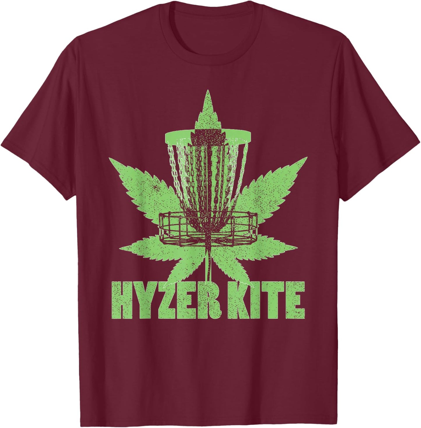 Funny Disc Golf Marijuana Weed Pot Smoker High As A Kite Pun T-Shirt - T-Shirt | Maroon