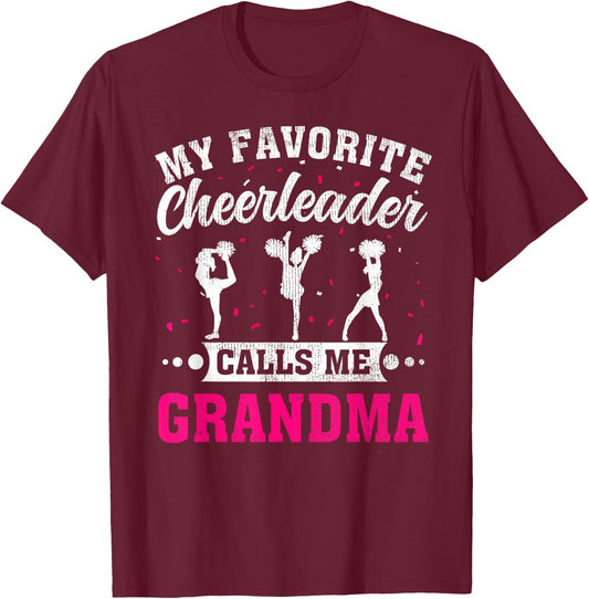 My Favorite Cheerleader Calls Me Grandma Mother's Day T-Shirt - T-Shirt | Maroon