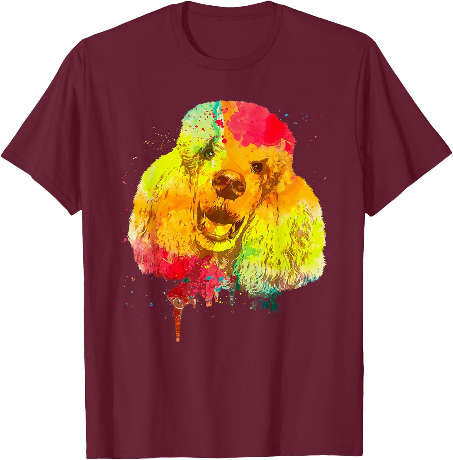 Cool Poodle Art Women Colorful Dog Poodle Lovers T-Shirt - T-Shirt | Maroon
