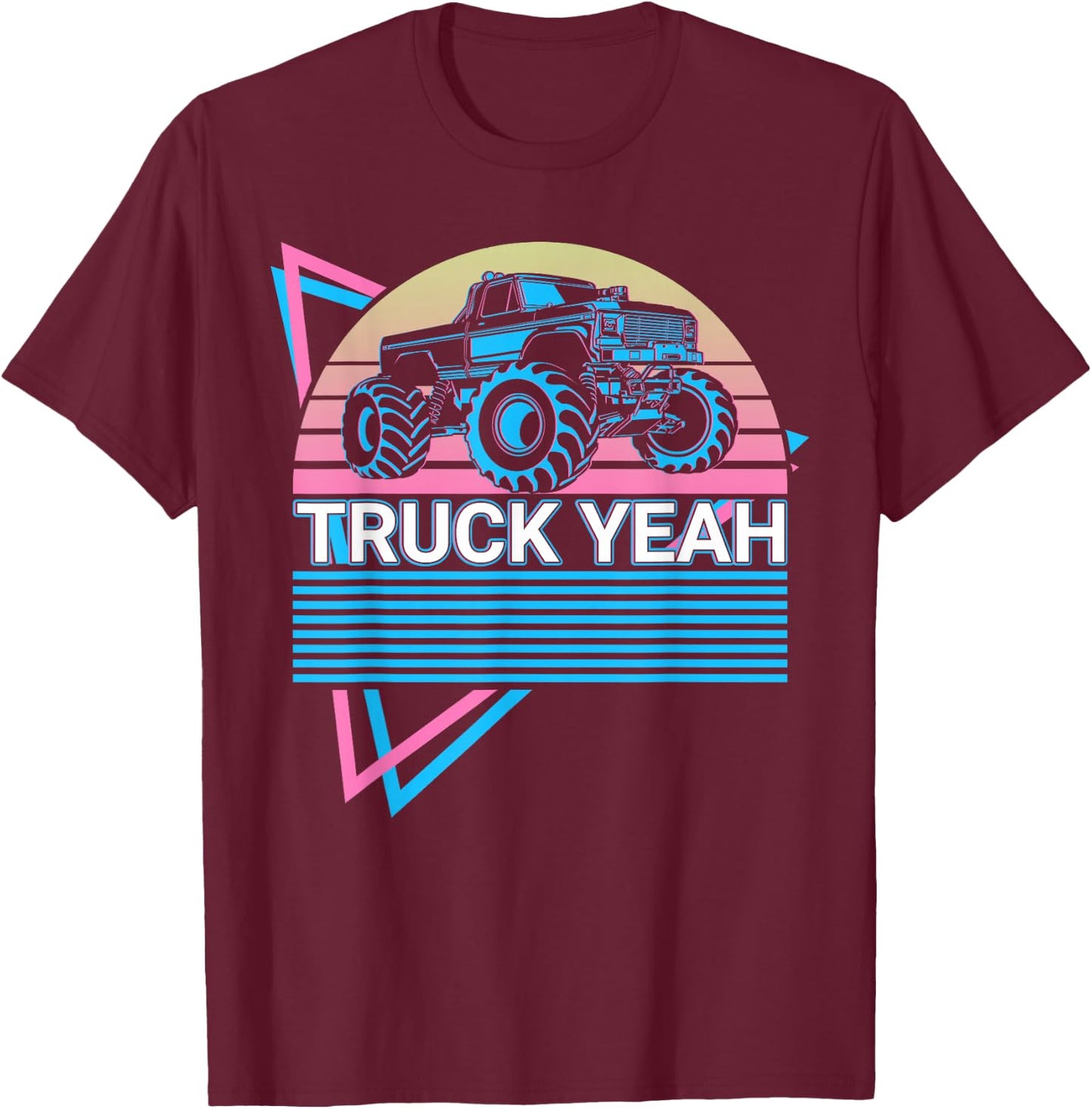 Monster Truck Retro Truck Yeah T-Shirt - T-Shirt | Maroon