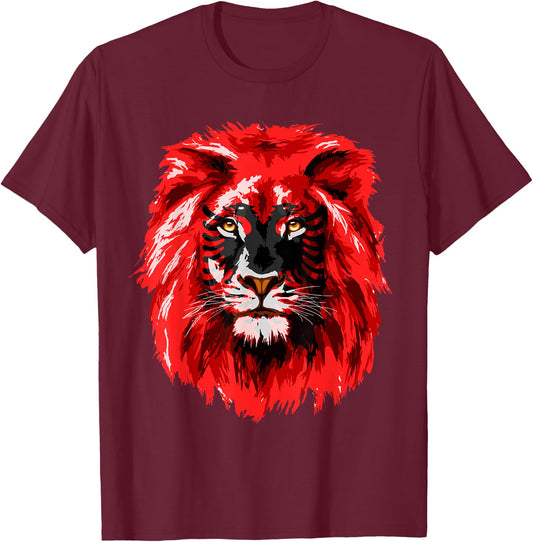Flag of Albania Lion Face Albanian Albania Flag T-Shirt - T-Shirt | Maroon