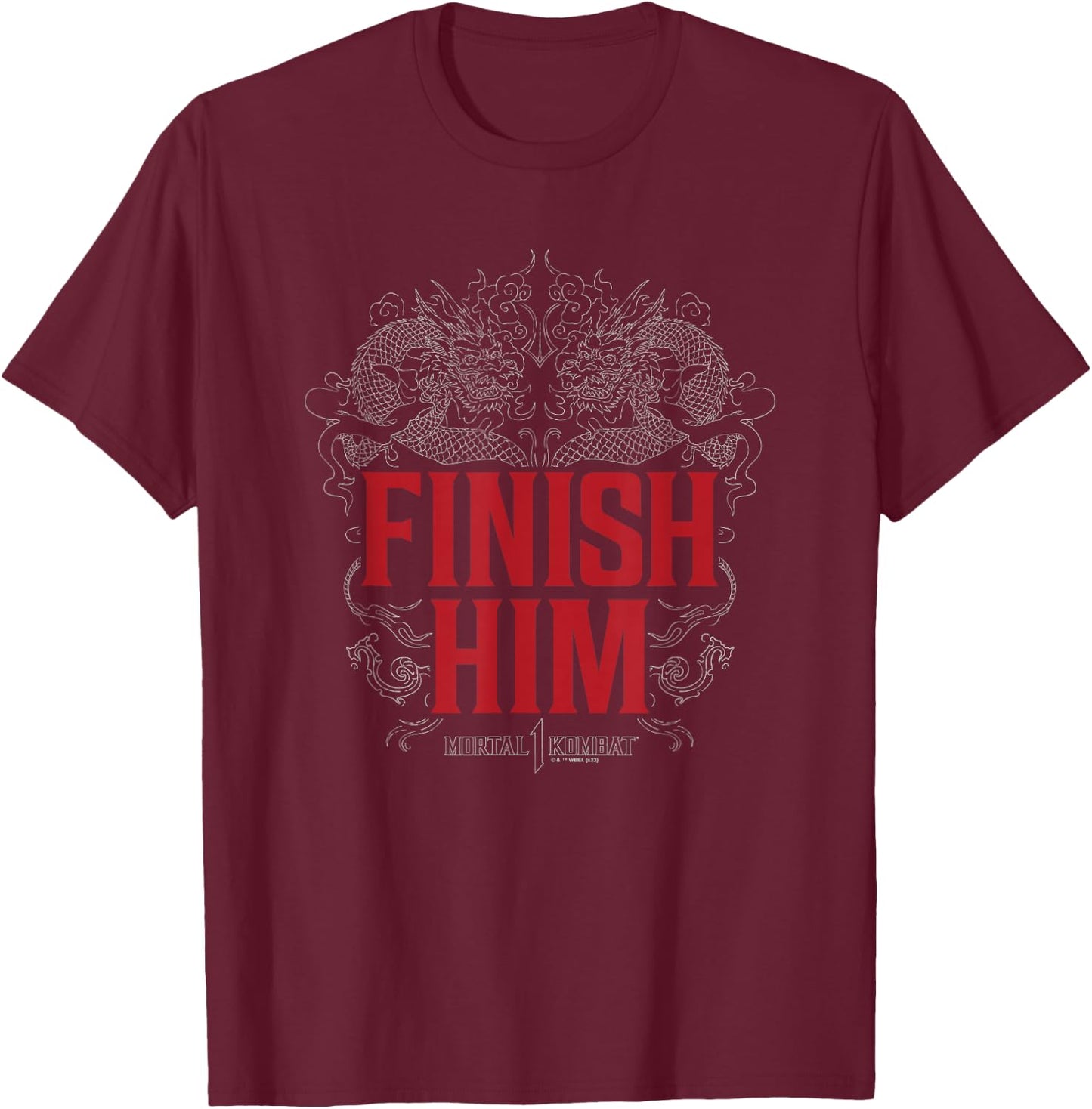 Mortal Kombat - MK Finish Him T-Shirt - T-Shirt | Maroon