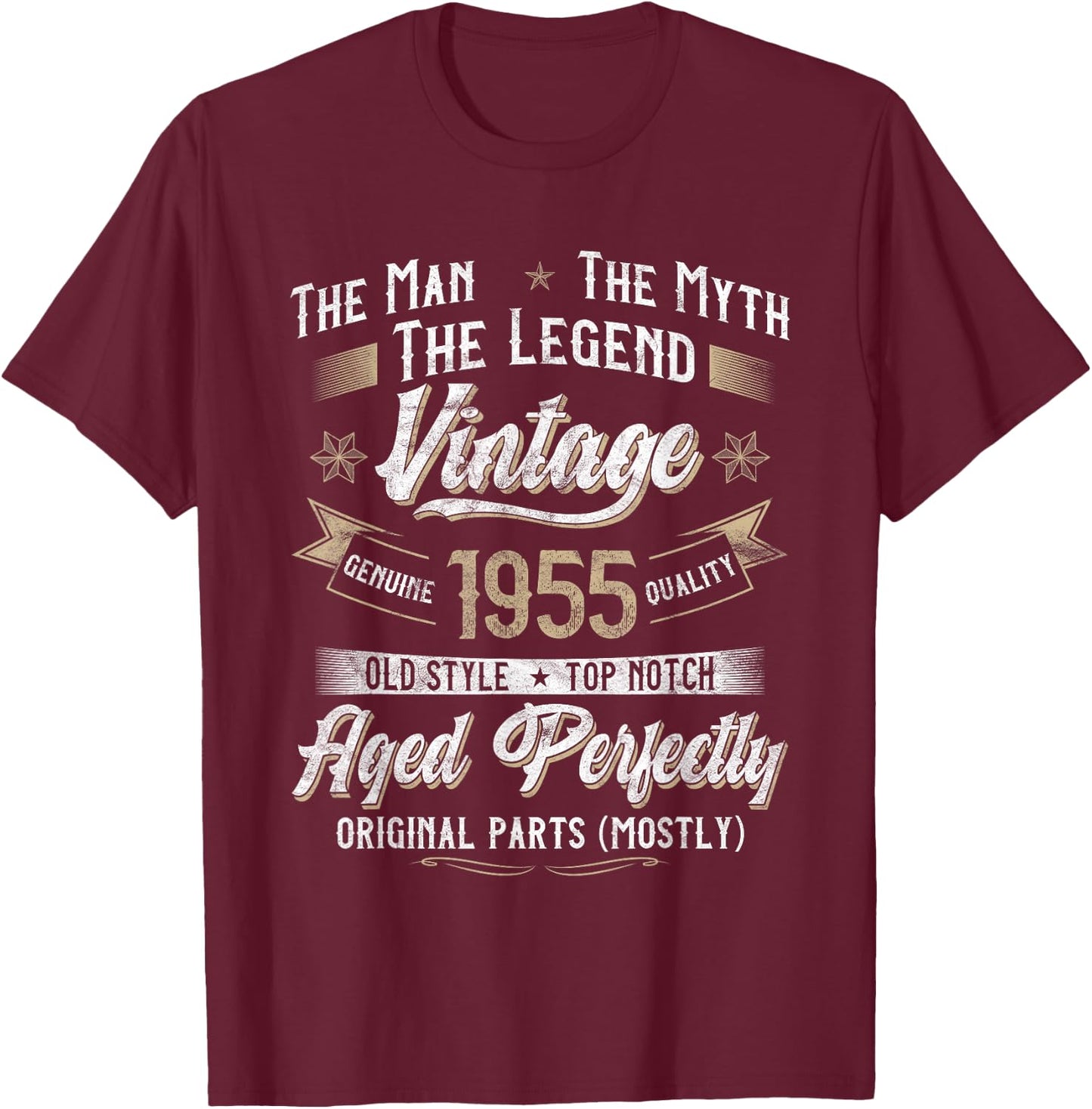 70th Birthday Gift Vintage 1955 Men Funny 70 Years Old 1955 T-Shirt - T-Shirt | Maroon