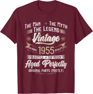 70th Birthday Gift Vintage 1955 Men Funny 70 Years Old 1955 T-Shirt - T-Shirt | Maroon