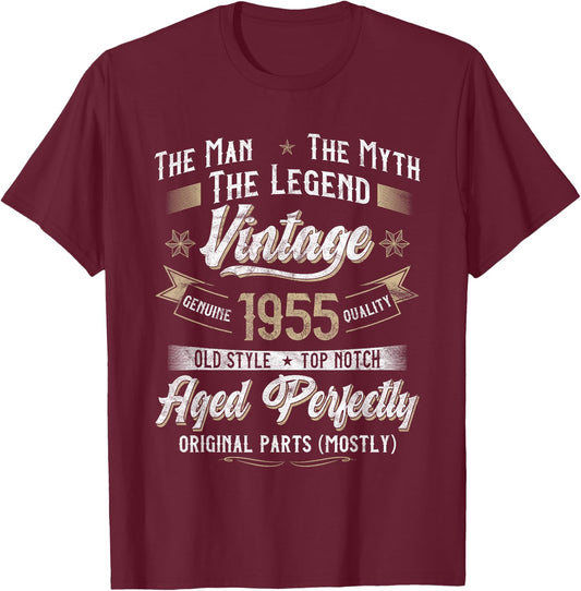 70th Birthday Gift Vintage 1955 Men Funny 70 Years Old 1955 T-Shirt - T-Shirt | Maroon