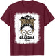 Leopard Messy Bun In My Grandma Era Bleached T-Shirt - T-Shirt | Maroon