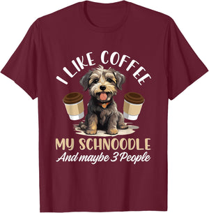 Schnoodle Snoodle Dog Breed Pet I like coffee my Schnoodle T-Shirt - T-Shirt | Maroon